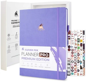 Planner PRO Premium, Undated Weekly, Daily, Budget, Lavender 8.5x11" Not dated, Eco leather hardcover, box, stickers, Detailed vision & goal setter, Weekly pages & Monthly calendars Planner PRO Premium, Undated Weekly, Daily, Budget, Lavender 8.5x11" Not dated, Eco leather hardcover, box, stickers, Detailed vision & goal setter, Weekly pages & Monthly calendars