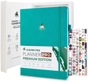 Planner PRO Premium, Undated Weekly, Daily, Budget, Green 8.5x11" Not dated, Eco leather hardcover, box, stickers, Detailed vision & goal setter, Weekly pages & Monthly calendars Planner PRO Premium, Undated Weekly, Daily, Budget, Green 8.5x11" Not dated, Eco leather hardcover, box, stickers, Detailed vision & goal setter, Weekly pages & Monthly calendars