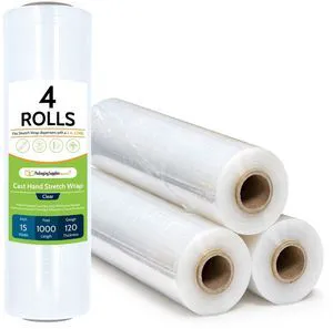PSBM Cast Hand Stretch Wrap Plastic Shrink Film 15" x 1000' 120 GA 4 Rolls Stretch Wrap Heavy Duty Plastic Film, Industrial Strength Shrink Packaging for Moving, Packing & Shipping PSBM Cast Hand Stretch Wrap Plastic Shrink Film 15" x 1000' 120 GA 4 Rolls Stretch Wrap Heavy Duty Plastic Film, Industrial Strength Shrink Packaging for Moving, Packing & Shipping