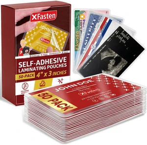 Self Sealing Laminating Pouches Business Card Size, 50-Pack, 10 Mil Non-Yellowing Business Card Laminating Pouches, Self-Adhesive Laminate Sheets, Durable, No Machine Needed, 4 in x 3 in Self Sealing Laminating Pouches Business Card Size, 50-Pack, 10 Mil Non-Yellowing Business Card Laminating Pouches, Self-Adhesive Laminate Sheets, Durable, No Machine Needed, 4 in x 3 in
