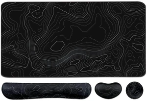 Topographic Large Mouse Pad and Keyboard Wrist Rest, Desk Pad for Keyboard and Mouse, 4-in-1 Large Gaming Mouse Pad with Wrist Support, Non-Slip Desk Mat for Home Office Study Game-Topographic Contour Topographic Large Mouse Pad and Keyboard Wrist Rest, Desk Pad for Keyboard and Mouse, 4-in-1 Large Gaming Mouse Pad with Wrist Support, Non-Slip Desk Mat for Home Office Study Game-Topographic Contour