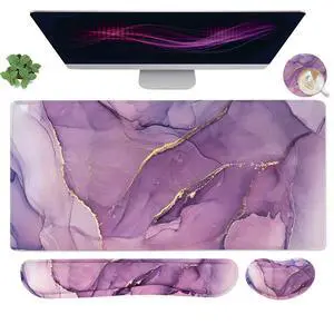 Large Mouse Pad and Keyboard Wrist Rest, Desk Pad for Keyboard and Mouse, 4-in-1 Large Gaming Mouse Pad with Wrist Support, Desk Mat for Home Office Study Game-Purple Large Mouse Pad and Keyboard Wrist Rest, Desk Pad for Keyboard and Mouse, 4-in-1 Large Gaming Mouse Pad with Wrist Support, Desk Mat for Home Office Study Game-Purple