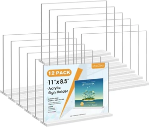 Acrylic Sign Holder Horizontal Double Sided Display Stand 12 Pack Clear Acrylic, Double Sided Display, Bottom Loading, 11x8.5 Inch, Stable Base, Easy Insert, Menu Flyer Use, Office Restaurant Acrylic Sign Holder Horizontal Double Sided Display Stand 12 Pack Clear Acrylic, Double Sided Display, Bottom Loading, 11x8.5 Inch, Stable Base, Easy Insert, Menu Flyer Use, Office Restaurant