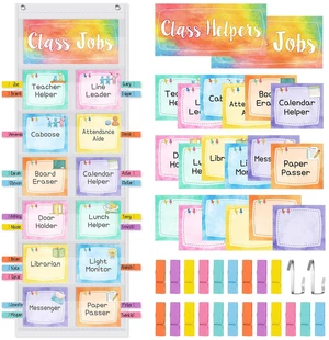 Watercolor Class Jobs Pocket Chart Class Helpers Pocket Chart Classroom Jobs Chart Cards with Clips and Hooks Teacher Helper Bulletin Board Set, Back to School Classroom Teacher Supplies Watercolor Class Jobs Pocket Chart Class Helpers Pocket Chart Classroom Jobs Chart Cards with Clips and Hooks Teacher Helper Bulletin Board Set, Back to School Classroom Teacher Supplies