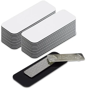 White Name Tag Blanks 25 Pack, 1" x 3", Round Corners, Durable Plastic, DIY Engravable Badges with Magnetic Backing Badges White Name Tag Blanks 25 Pack, 1" x 3", Round Corners, Durable Plastic, DIY Engravable Badges with Magnetic Backing Badges