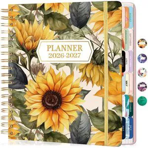 18 Month Planner 2026-2027 Weekly Monthly Hardcover Gift for Women 100GSM No-Bleed Paper, Spiral Hardcover, Laminated Tabs, Pocket, Stickers - Academic Family Calendar Planner for Women Mom 18 Month Planner 2026-2027 Weekly Monthly Hardcover Gift for Women 100GSM No-Bleed Paper, Spiral Hardcover, Laminated Tabs, Pocket, Stickers - Academic Family Calendar Planner for Women Mom