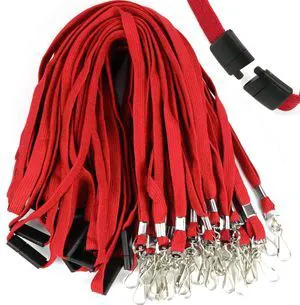 25 Pack Breakaway Lanyard with J-Hook Bulk Flat Lanyards for Name tag ID Badges (Red, Breakaway 25 Pack) 25 Pack Breakaway Lanyard with J-Hook Bulk Flat Lanyards for Name tag ID Badges (Red, Breakaway 25 Pack)