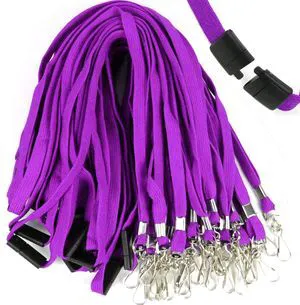 25 Pack Breakaway Lanyard with J-Hook Bulk Flat Lanyards for Name tag ID Badges (Purple, Breakaway 25 Pack) 25 Pack Breakaway Lanyard with J-Hook Bulk Flat Lanyards for Name tag ID Badges (Purple, Breakaway 25 Pack)