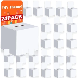 Raffle Box,24 Pack Raffle Boxes with Slot Cardboard Ballot Boxes and Removable Header for Collecting Business Card Voting Contest (White) Raffle Box,24 Pack Raffle Boxes with Slot Cardboard Ballot Boxes and Removable Header for Collecting Business Card Voting Contest (White)