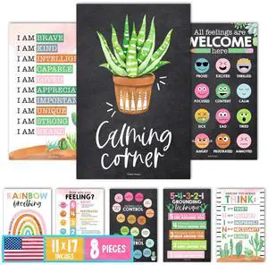 8 Calming Corner Classroom Must Haves, Coping & Feelings Poster for Kids Calm Corner Posters with Emotions Chart, School Counselor Mental Health Posters, Feelings Wheel Calming Classroom Decor 8 Calming Corner Classroom Must Haves, Coping & Feelings Poster for Kids Calm Corner Posters with Emotions Chart, School Counselor Mental Health Posters, Feelings Wheel Calming Classroom Decor