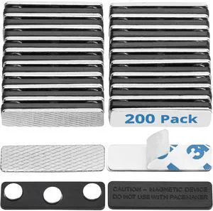 No-Pin Name Tag Magnets - 200 Badge Holder Magnets, 1.75 x 0.4 inches -USA premium name tag magnet backs with 3 extra-strong neodymium magnets to securely hold ID badge holders in place No-Pin Name Tag Magnets - 200 Badge Holder Magnets, 1.75 x 0.4 inches -USA premium name tag magnet backs with 3 extra-strong neodymium magnets to securely hold ID badge holders in place