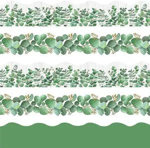 168ft Bulletin Board Borders Decorations, Eucalyptus Classroom Decor, Eucalyptus Greenery Scalloped Border Trim for Teacher School Office Supplies Classroom Door Wall Decor, 5 Patterns 168ft Bulletin Board Borders Decorations, Eucalyptus Classroom Decor, Eucalyptus Greenery Scalloped Border Trim for Teacher School Office Supplies Classroom Door Wall Decor, 5 Patterns
