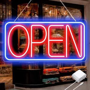 22" X 11" Led Neon Open Signs for Business Ultra Bright Plug In Electric Light Up Large Open Signs with ON/OFF Switch and 12V/2A AC Adapter for Storefront Window Bar Salon Coffee Stores (Horizontal) 22" X 11" Led Neon Open Signs for Business Ultra Bright Plug In Electric Light Up Large Open Signs with ON/OFF Switch and 12V/2A AC Adapter for Storefront Window Bar Salon Coffee Stores (Horizontal)