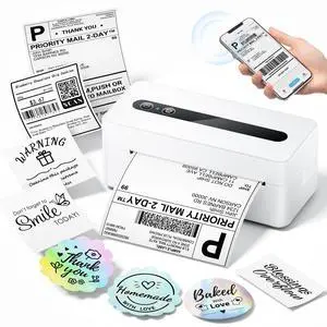 Bluetooth Thermal Label Printer, 4X6 Shipping Label Printer for Small Business, Thermal Printer Scanner Accessories Compatible with Phone, iOS, Android, Windows, Mac, Amazon, Shopify Bluetooth Thermal Label Printer, 4X6 Shipping Label Printer for Small Business, Thermal Printer Scanner Accessories Compatible with Phone, iOS, Android, Windows, Mac, Amazon, Shopify