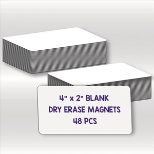 Blank Magnetic Dry Erase Magnets Labels, 4" x 2", 48 Pack Erasable Magnets for Whiteboard, Multipurpose White Magnetic Labels to Write On, For Classroom, Home, Education, Office Blank Magnetic Dry Erase Magnets Labels, 4" x 2", 48 Pack Erasable Magnets for Whiteboard, Multipurpose White Magnetic Labels to Write On, For Classroom, Home, Education, Office