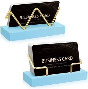 2 Pcs Wood Business Card Holder Display for Desk Gold Card Stand Wooden Business Card Display, Business Card Desk Organizer Holder, Stand Postcard Holder for Office Home Desktop, Blue Color 2 Pcs Wood Business Card Holder Display for Desk Gold Card Stand Wooden Business Card Display, Business Card Desk Organizer Holder, Stand Postcard Holder for Office Home Desktop, Blue Color