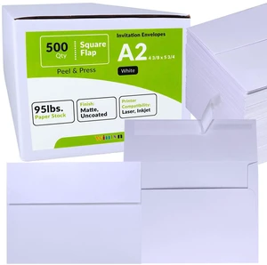 500 Pcs Bulk A2 Invitation Envelopes in White Peel & Press Self Seal 4 3/8 x 5 3/4 Square Flap Envelopes RSVP Return Envelopes 95lb. for Announcement Mailing 4x5 Greeting Cards Photo 1/4 Fold Cards 500 Pcs Bulk A2 Invitation Envelopes in White Peel & Press Self Seal 4 3/8 x 5 3/4 Square Flap Envelopes RSVP Return Envelopes 95lb. for Announcement Mailing 4x5 Greeting Cards Photo 1/4 Fold Cards