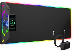 Magnetic Wireless Charging Mouse Pad Gaming, 31.5"x15.8" Large Desk Mat RGB Mousepad, Smooth Glide, Stitched Edge, Non-Slip Rubber Base, Desk Pad Computer Keyboard Mat, No Adapter Magnetic Wireless Charging Mouse Pad Gaming, 31.5"x15.8" Large Desk Mat RGB Mousepad, Smooth Glide, Stitched Edge, Non-Slip Rubber Base, Desk Pad Computer Keyboard Mat, No Adapter