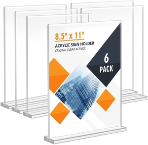 Acrylic Sign Holder 8.5 x 11, Double Sided Sign Holder Stand, Plastic 6 Pack Table Paper Stand, Vertical Menu Flyer Stand, T Shape Table Flyer Holder Acrylic Sign Holder 8.5 x 11, Double Sided Sign Holder Stand, Plastic 6 Pack Table Paper Stand, Vertical Menu Flyer Stand, T Shape Table Flyer Holder