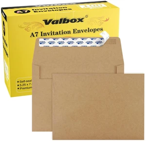 5x7 Envelopes for Invitation 100 Qty A7 Envelopes Self Seal Brown, Kraft Paper Envelope for 5x7 Cards, Weddings, Baby Shower, Stationery, Office, 5.25 x 7.25 Inches 5x7 Envelopes for Invitation 100 Qty A7 Envelopes Self Seal Brown, Kraft Paper Envelope for 5x7 Cards, Weddings, Baby Shower, Stationery, Office, 5.25 x 7.25 Inches