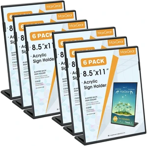 Fall Resistant Acrylic Sign Holder 8.5 x 11 Inches 6 Pack Slant Back Table Flyer Menu Display Stand, Heavy Duty Acrylic Sign Frame Paper Holder for Business, Store, Restaurant, Black Fall Resistant Acrylic Sign Holder 8.5 x 11 Inches 6 Pack Slant Back Table Flyer Menu Display Stand, Heavy Duty Acrylic Sign Frame Paper Holder for Business, Store, Restaurant, Black