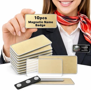10 Pack DIY Reusable Magnetic Name Badge Holder + Clear Acrylic Cover Customizable, Printable Magnetic Employee Name tags for Hotel, Restaurant, Office, School, Clinic & Retail. Gold, 1.5" x 3" 10 Pack DIY Reusable Magnetic Name Badge Holder + Clear Acrylic Cover Customizable, Printable Magnetic Employee Name tags for Hotel, Restaurant, Office, School, Clinic & Retail. Gold, 1.5" x 3"