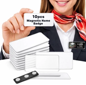 10 Pack DIY Reusable Magnetic Name Badge Holder + Clear Acrylic Cover Customizable, Printable Magnetic Employee Name tags for Hotel, Restaurant, Office, School, Clinic & Retail. White, 1.5" x 3" 10 Pack DIY Reusable Magnetic Name Badge Holder + Clear Acrylic Cover Customizable, Printable Magnetic Employee Name tags for Hotel, Restaurant, Office, School, Clinic & Retail. White, 1.5" x 3"