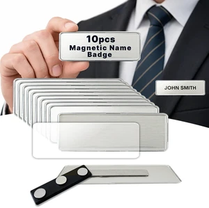 10 Pack DIY Reusable Magnetic Name Badge Holder + Clear Acrylic Cover Customizable, Printable Magnetic Employee Name tags for Hotel, Restaurant, Office, School, Clinic & Retail. Silver, 1" x 3" 10 Pack DIY Reusable Magnetic Name Badge Holder + Clear Acrylic Cover Customizable, Printable Magnetic Employee Name tags for Hotel, Restaurant, Office, School, Clinic & Retail. Silver, 1" x 3"