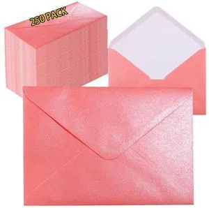 A7 Light Pink 5x7 Envelopes 250Pcs, 120g Pearl Paper with Gold Seals A7 Light Pink 5x7 Envelopes 250Pcs, 120g Pearl Paper with Gold Seals