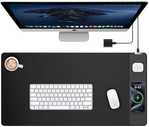 Mouse Pad with 15W Wireless Charging, Classic Black Desk Mat 31.5"x15.75" XXL Large Desk Pad, Waterproof Gaming Mousepad with Non-Slip Base, Includes 20W PD Adapter & 6.56ft Woven Cable Mouse Pad with 15W Wireless Charging, Classic Black Desk Mat 31.5"x15.75" XXL Large Desk Pad, Waterproof Gaming Mousepad with Non-Slip Base, Includes 20W PD Adapter & 6.56ft Woven Cable