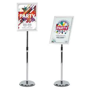 Pedestal Poster Stand, Adjustable Aluminum 11 x 17 Floor Standing Holder for Vertical and Horizontal View Sign Display, Silver Pedestal Poster Stand, Adjustable Aluminum 11 x 17 Floor Standing Holder for Vertical and Horizontal View Sign Display, Silver