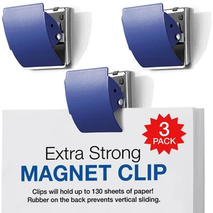 Extra Strong Magnetic Clips for Refrigerator and More, Large Blue, 3-Pack Extra Strong Magnetic Clips for Refrigerator and More, Large Blue, 3-Pack