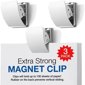 Extra Strong Magnetic Clips, Large White, 3-Pack Extra Strong Magnetic Clips, Large White, 3-Pack