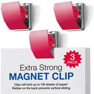 Extra Strong Magnetic Clips, Large 3-Pack, Red Extra Strong Magnetic Clips, Large 3-Pack, Red