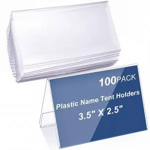 24 Pack Clear Name Tent Holders Desk Sign, 3.5'' X 2.5'', 100 Pcs Clear Plastic Name Plate Holder for Desk, PVC Names Card Holder, Table Sign Frame for Office School Business Conference 24 Pack Clear Name Tent Holders Desk Sign, 3.5'' X 2.5'', 100 Pcs Clear Plastic Name Plate Holder for Desk, PVC Names Card Holder, Table Sign Frame for Office School Business Conference