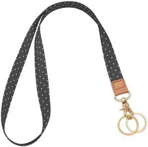 Lanyards for ID Badges, Cute Neck Lanyard Keychain for Women, Polka Dots and Hearts Long Lanyards for Keys and Wallet, Black White Polka Dots Lanyards for ID Badges, Cute Neck Lanyard Keychain for Women, Polka Dots and Hearts Long Lanyards for Keys and Wallet, Black White Polka Dots