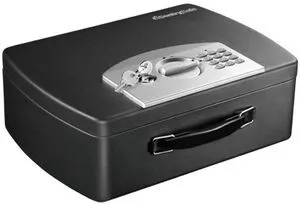Portable Black Safe Box with Digital Keypad Lock, Small Steel Travel Safe with Carrying Handle for Money, Passport, 0.21 Cubic Feet, 4.4 x 13 x 10 Inches, P021E Portable Black Safe Box with Digital Keypad Lock, Small Steel Travel Safe with Carrying Handle for Money, Passport, 0.21 Cubic Feet, 4.4 x 13 x 10 Inches, P021E