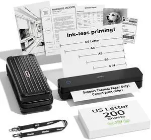 MT610MT620 Series Portable Thermal Inkless Printer & 200 Sheets & Case Supports Thermal Paper&Labels, Multi-User Bluetooth, Compatible with iOS/Android/Laptop for Home/School/Travel, Black MT610MT620 Series Portable Thermal Inkless Printer & 200 Sheets & Case Supports Thermal Paper&Labels, Multi-User Bluetooth, Compatible with iOS/Android/Laptop for Home/School/Travel, Black