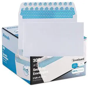 300#6 3/4 Security Tinted Self-Seal Envelopes - No Window, EnveGuard, Size 3-5/8 X 6-1/2 Inches - White - 24 LB - 300 Count (34300) 300#6 3/4 Security Tinted Self-Seal Envelopes - No Window, EnveGuard, Size 3-5/8 X 6-1/2 Inches - White - 24 LB - 300 Count (34300)