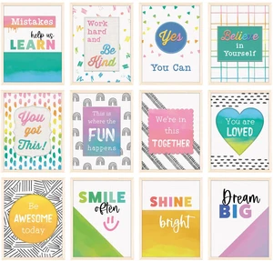 Creatively Inspired 12-Piece Posters, Motivational 8.5" x 11 Wall Art With Rainbows and Positive Affirmations for Bulletin Board, Door, Boho Decor, Classroom Must Haves Creatively Inspired 12-Piece Posters, Motivational 8.5" x 11 Wall Art With Rainbows and Positive Affirmations for Bulletin Board, Door, Boho Decor, Classroom Must Haves