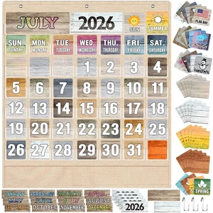 Classroom Calendar Pocket Chart Set Calendar Bulletin Board Set with Pocket Seasons Festival Weather Date Bag Chart for Classroom Decoration Back to School Supplie(Kraft Colors,Rustic) Classroom Calendar Pocket Chart Set Calendar Bulletin Board Set with Pocket Seasons Festival Weather Date Bag Chart for Classroom Decoration Back to School Supplie(Kraft Colors,Rustic)