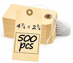 Manila Shipping Tags with Elastic Strings Large Durable Blank Paper Tags 4¾ x 2 Ideal for Labeling and Inventory Use Box of 500 Manila Shipping Tags with Elastic Strings Large Durable Blank Paper Tags 4¾ x 2 Ideal for Labeling and Inventory Use Box of 500