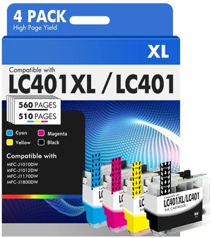 LC401XL LC401 MFC-J1010DW Ink Cartridges for Brother Printer MFC J101DW Compatible for Brother LC401 401XL MFC-J1010DW MFC-J1170DW MFC-J1012DW MFC-J1800DW J1010DW - 4 Pack Black Cyan Magenta Yellow LC401XL LC401 MFC-J1010DW Ink Cartridges for Brother Printer MFC J101DW Compatible for Brother LC401 401XL MFC-J1010DW MFC-J1170DW MFC-J1012DW MFC-J1800DW J1010DW - 4 Pack Black Cyan Magenta Yellow