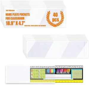 40 PCS Nameplate Pocket - 18.9" x 4.7"Thicken PVC Name Tag Sleeves Holder Easy Use&Remove, Clear,scratch-proof, waterproof, no-residue adhesive for Classroom Desks, Office Supplies 40 PCS Nameplate Pocket - 18.9" x 4.7"Thicken PVC Name Tag Sleeves Holder Easy Use&Remove, Clear,scratch-proof, waterproof, no-residue adhesive for Classroom Desks, Office Supplies