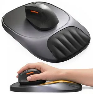 Ergonomic Mouse Pad with Wrist Rest, Sloped Memory Foam Mousepad with Wrist Support, Cooling Channels, Non-Slip Base, Smooth Lycra Surface for Office, Gaming & Home Desk (Eclipse Black) Ergonomic Mouse Pad with Wrist Rest, Sloped Memory Foam Mousepad with Wrist Support, Cooling Channels, Non-Slip Base, Smooth Lycra Surface for Office, Gaming & Home Desk (Eclipse Black)