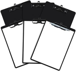 Set of 6 Clipboard with Pen Holder, Black Low Profile Metal Clip, Hanging Hole Saves Space, Holds 8.5x11" Papers, Crack-Resistant & Durable, for Office & School Set of 6 Clipboard with Pen Holder, Black Low Profile Metal Clip, Hanging Hole Saves Space, Holds 8.5x11" Papers, Crack-Resistant & Durable, for Office & School