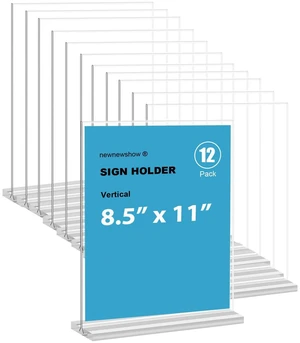 8.5x11 Clear Acrylic Sign Holder, Display Stand, Plastic Card Holder for Business, Office, Retail (12 Pack 8.5x11) 8.5x11 Clear Acrylic Sign Holder, Display Stand, Plastic Card Holder for Business, Office, Retail (12 Pack 8.5x11)