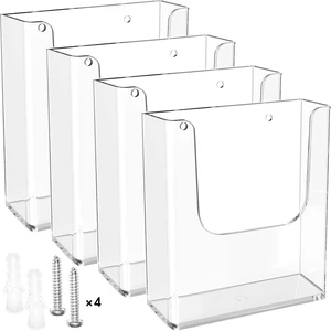 Acrylic Brochure Holder 8.5x11 Wall Mount, 4 Pack Acrylic Pamphlet & Flyer Holder, Clear Plastic Magazine Literature Organizer for Office, School, Hotel, Exhibition Acrylic Brochure Holder 8.5x11 Wall Mount, 4 Pack Acrylic Pamphlet & Flyer Holder, Clear Plastic Magazine Literature Organizer for Office, School, Hotel, Exhibition