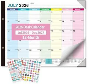 Large Desk Calendar 2026-2027 - 18-Month Jul 2026 - Dec 2027, 22x17in Colorful Extra Large Desktop Calendar, Academic Calendar with Protection Corner, Stickers for Office School and Home Large Desk Calendar 2026-2027 - 18-Month Jul 2026 - Dec 2027, 22x17in Colorful Extra Large Desktop Calendar, Academic Calendar with Protection Corner, Stickers for Office School and Home