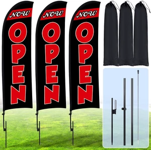 3 Sets 12 ft Now Open Feather Flag Pole Kit for Business Advertising Open Flag Banner Sign with Pole Kit Ground Stake and Portable Bag for Outside Ground 3 Sets 12 ft Now Open Feather Flag Pole Kit for Business Advertising Open Flag Banner Sign with Pole Kit Ground Stake and Portable Bag for Outside Ground